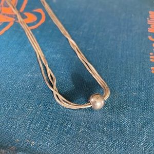 Vintage sterling silver snake chain necklace with silver ball 16”